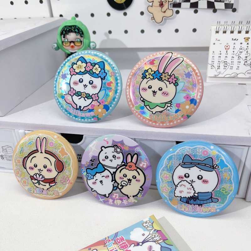Chiikawa AR Glow Double Flash Laser Badge Blind Box – Hachiware & Usagi Anime Pins Collection
