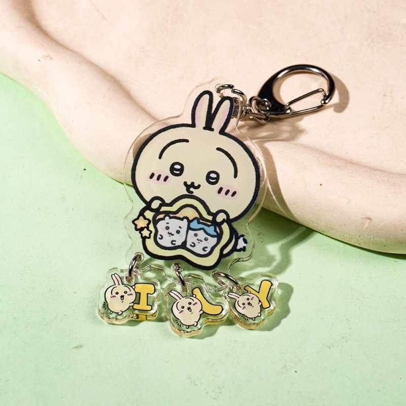 Custom Name Chiikawa Keychain with Hachiware Usagi Acrylic Pendant – Perfect Gift for Couples & Best Friends