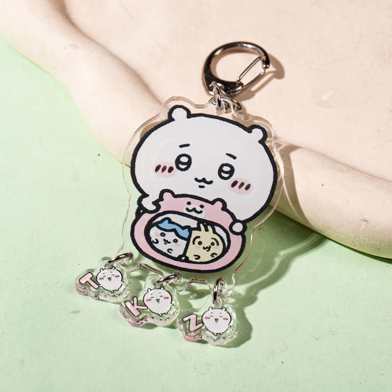 Custom Name Chiikawa Keychain with Hachiware Usagi Acrylic Pendant – Perfect Gift for Couples & Best Friends