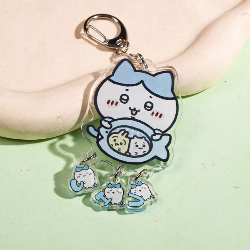 Custom Name Chiikawa Keychain with Hachiware Usagi Acrylic Pendant – Perfect Gift for Couples & Best Friends