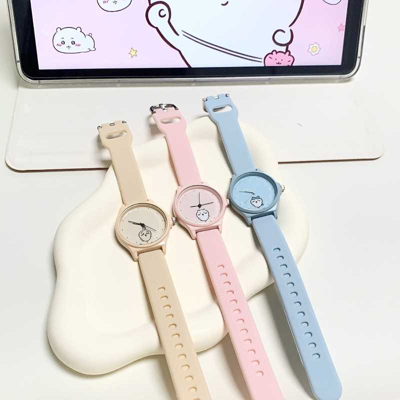 Chiikawa Usagi & Hachiware Quartz Watch | Cute Silicone Strap Analog Student Wristwatch