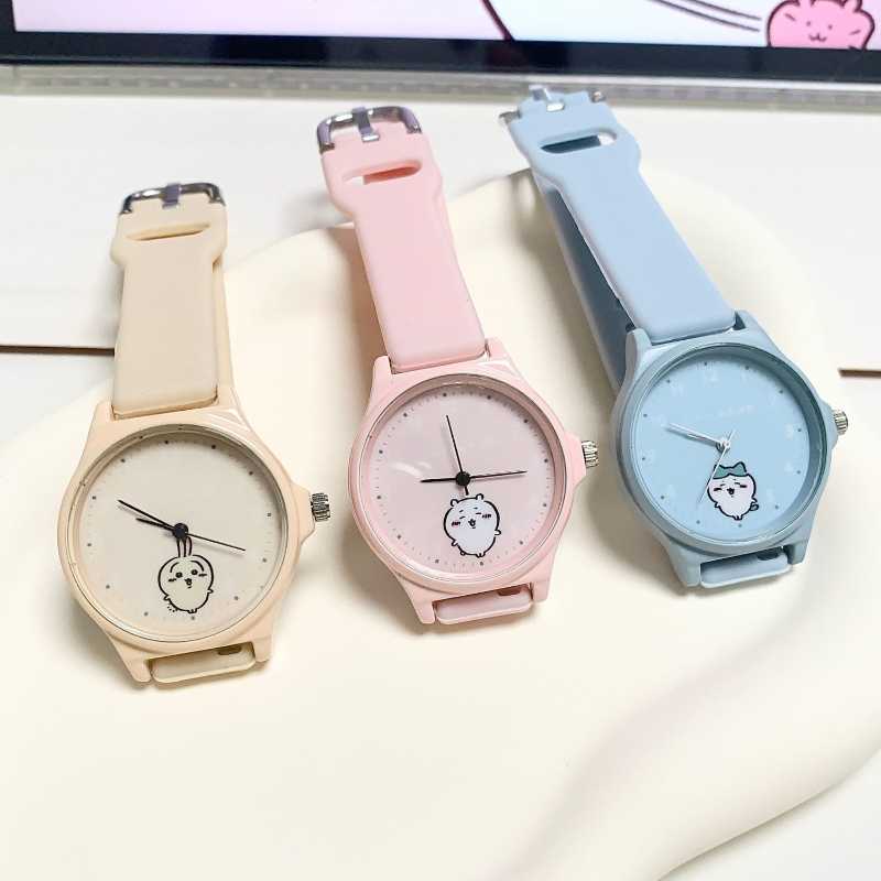 Chiikawa Usagi & Hachiware Quartz Watch | Cute Silicone Strap Analog Student Wristwatch