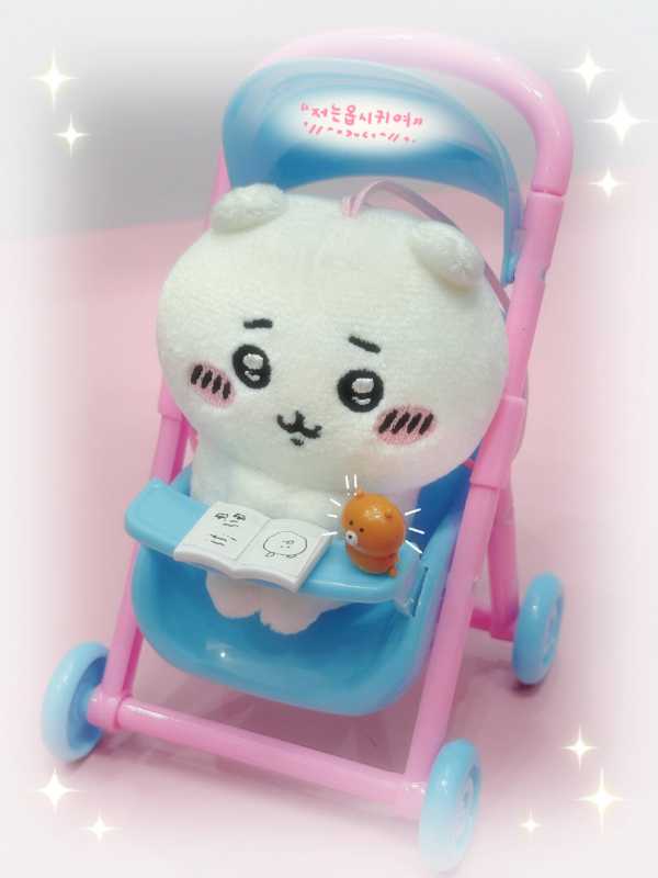 Chiikawa 10cm Plush Doll Stroller & Dining Chair Set Baby Carriage  | Cute High-Aesthetic Pretend Play Toy & Photo Prop