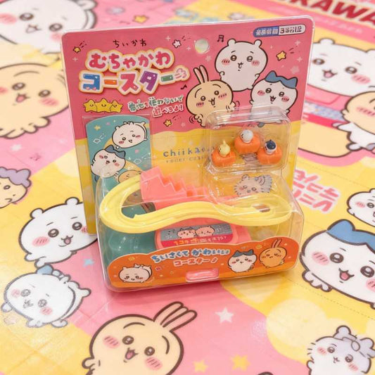 Chiikawa Usagi & Hachiware Mini Car Track Playset | Cute Rotating Slide Ramp Inertia Toy