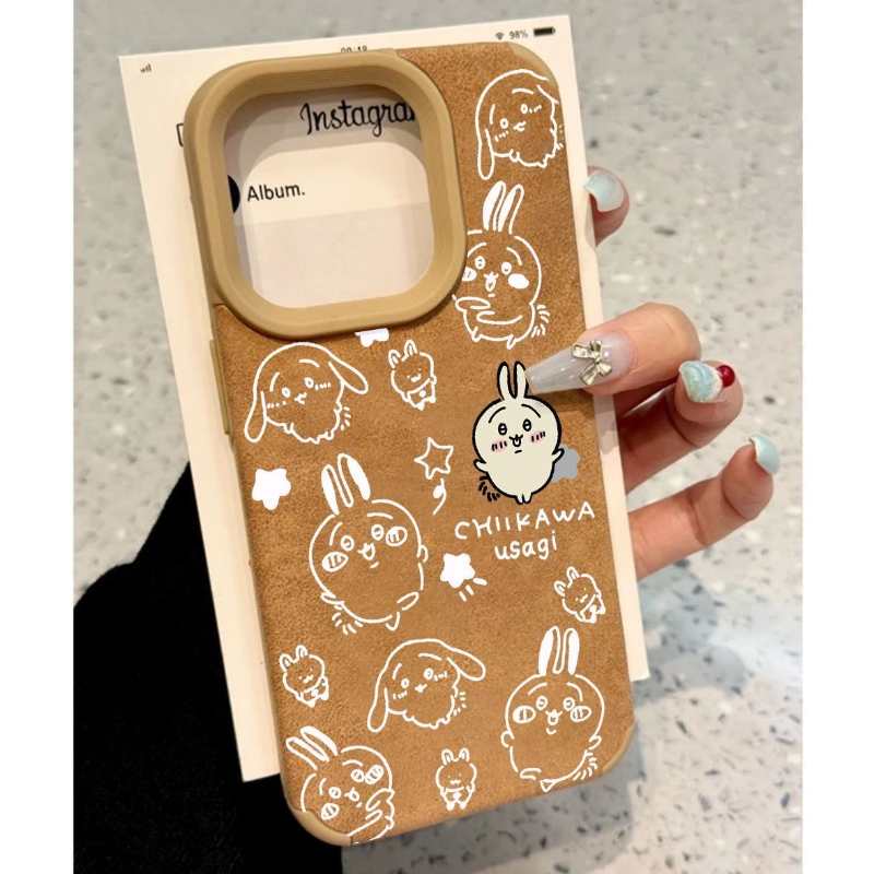 ちいかわうさぎ ハチワレミラー付きiPhoneケース（チェーン付き）ソフトカバー