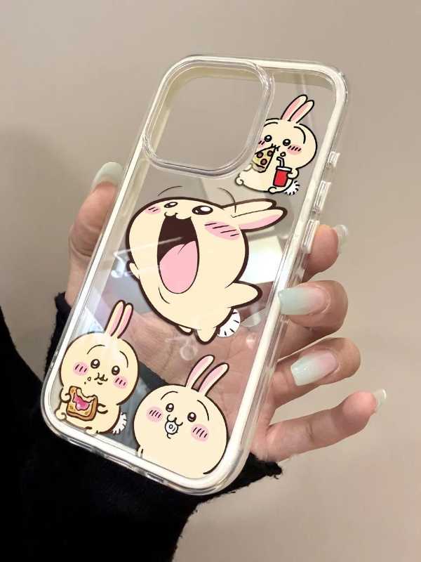 ちいかわうさぎ ハチワレミラー付きiPhoneケース（チェーン付き）ソフトカバー