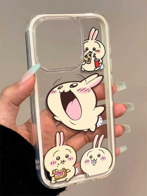 ちいかわうさぎ ハチワレミラー付きiPhoneケース（チェーン付き）ソフトカバー