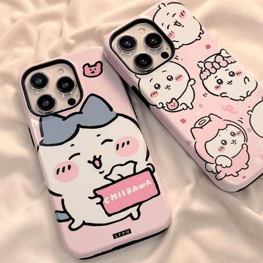 ちいかわうさぎ ハチワレミラー付きiPhoneケース（チェーン付き）ソフトカバー