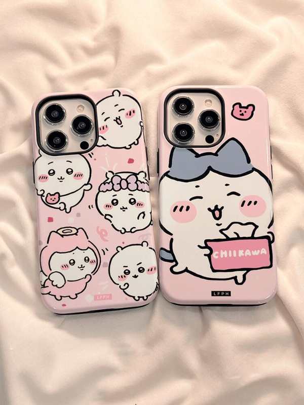 ちいかわうさぎ ハチワレミラー付きiPhoneケース（チェーン付き）ソフトカバー