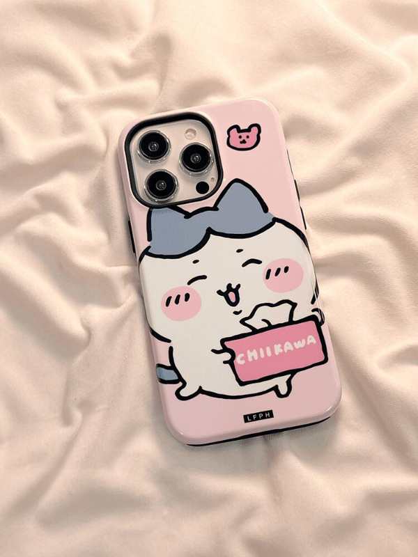 ちいかわうさぎ ハチワレミラー付きiPhoneケース（チェーン付き）ソフトカバー