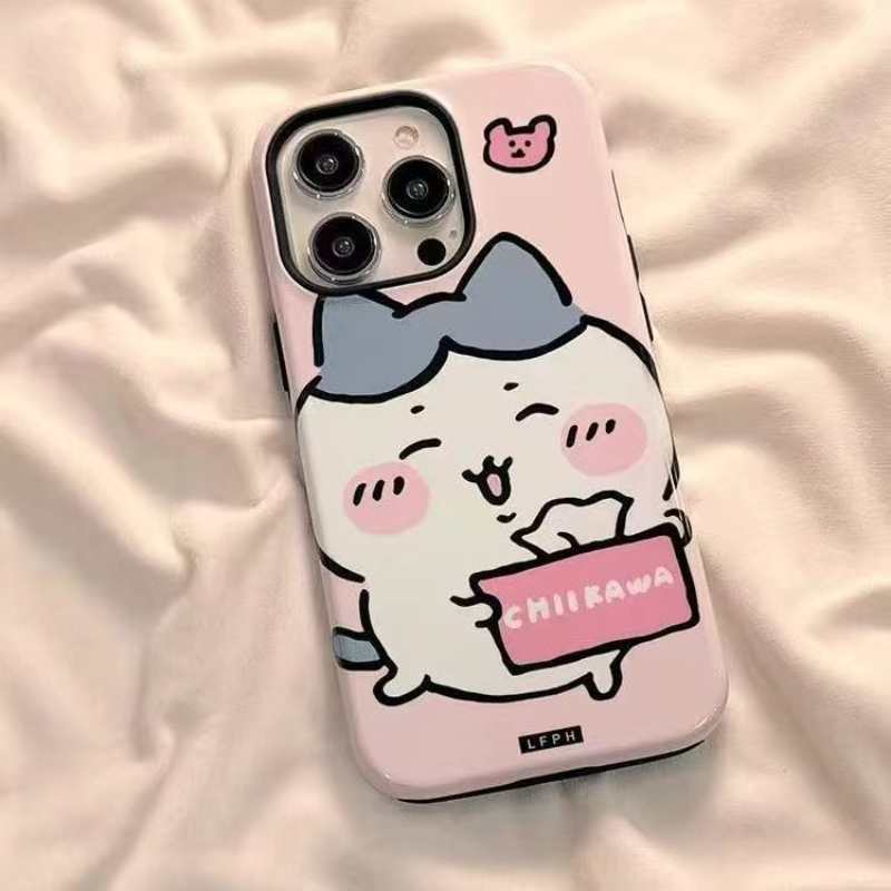 ちいかわうさぎ ハチワレミラー付きiPhoneケース（チェーン付き）ソフトカバー