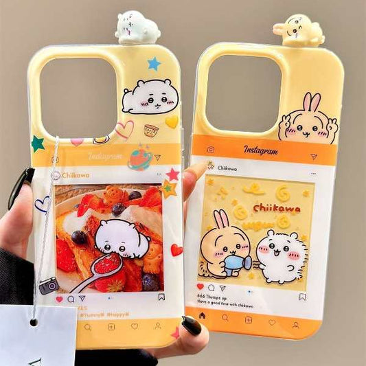 ちいかわうさぎ ハチワレミラー付きiPhoneケース（チェーン付き）ソフトカバー