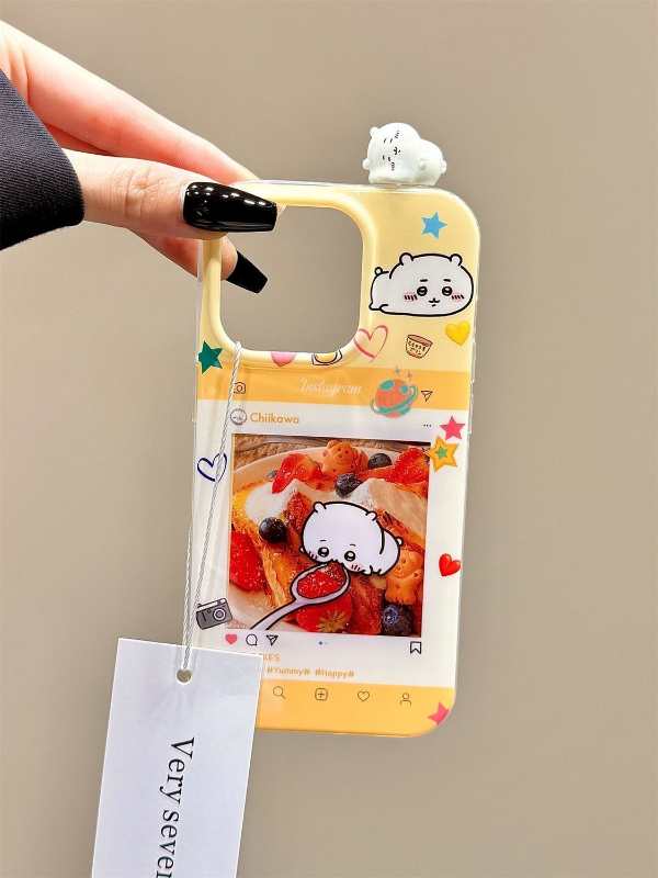 ちいかわうさぎ ハチワレミラー付きiPhoneケース（チェーン付き）ソフトカバー