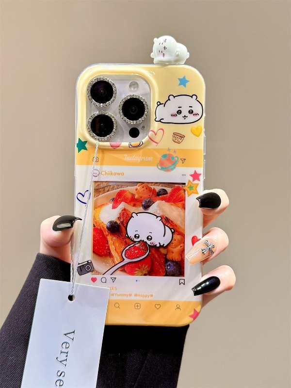 ちいかわうさぎ ハチワレミラー付きiPhoneケース（チェーン付き）ソフトカバー