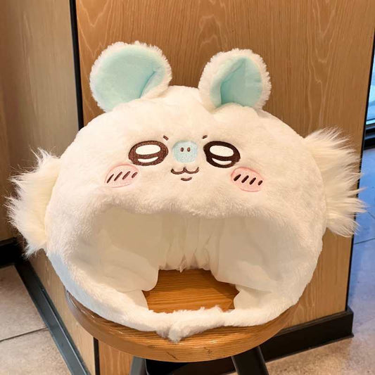 Chilkawa Plush Character Hat – High-Quality Cute Usagi, Hachiware & Momonga Costume Headwear
