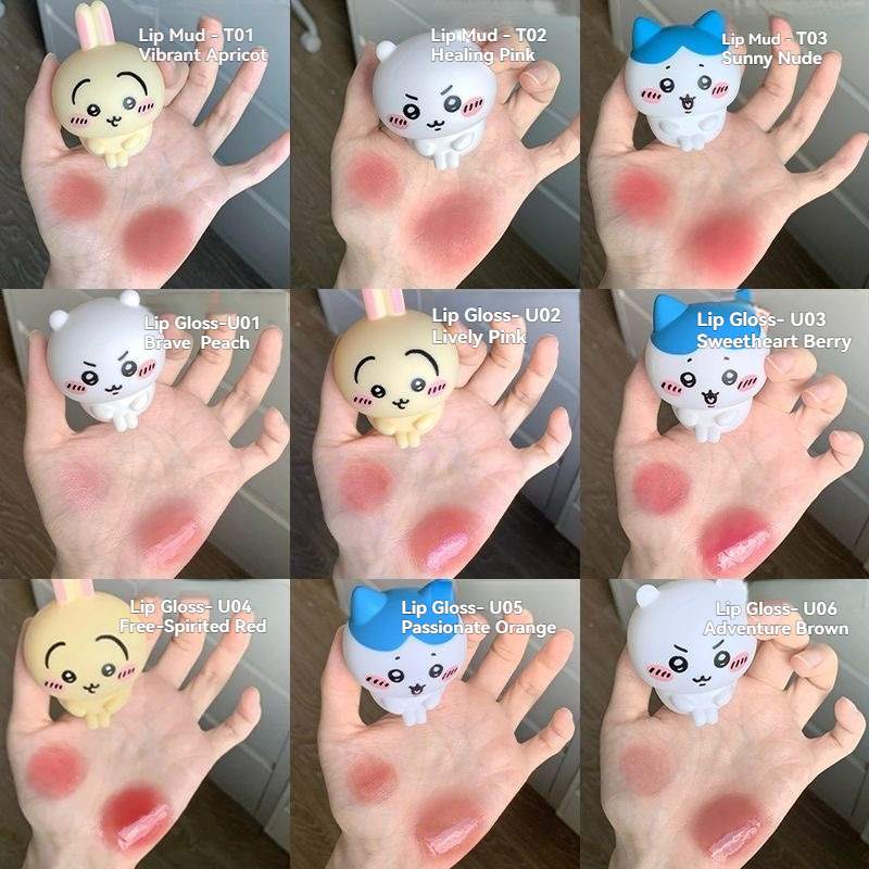 【2 PACK | 35% OFF】Pink Bear × Chiikawa Official| Lip Mud+ Lip Gloss Set  – Hydrating, Smoothing & Glossy Finish M