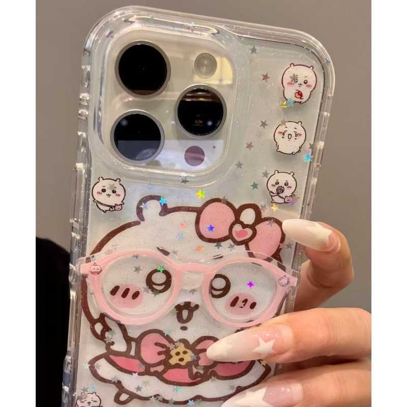 ちいかわうさぎ ハチワレミラー付きiPhoneケース（チェーン付き）ソフトカバー