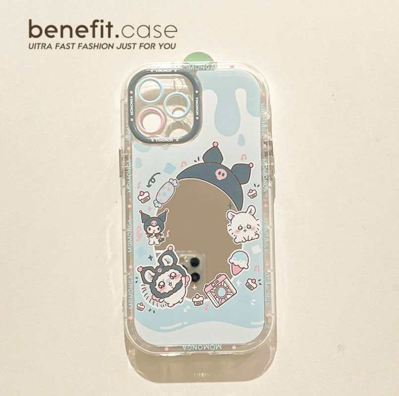 ちいかわうさぎ ハチワレミラー付きiPhoneケース（チェーン付き）ソフトカバー