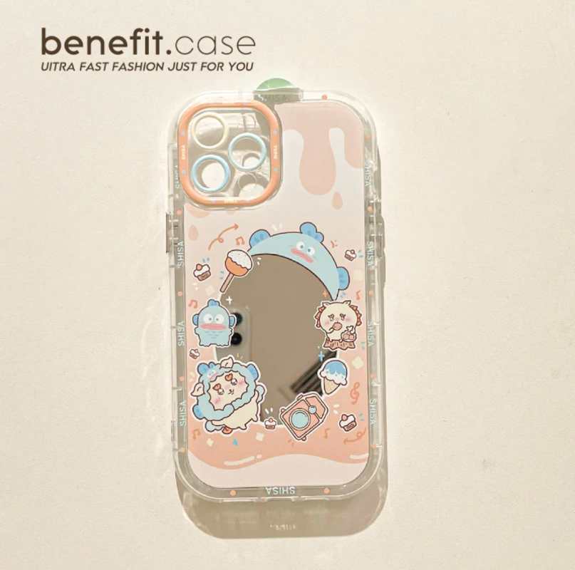 ちいかわうさぎ ハチワレミラー付きiPhoneケース（チェーン付き）ソフトカバー