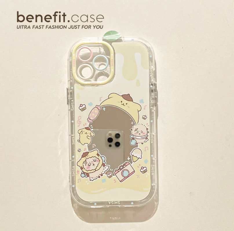 ちいかわうさぎ ハチワレミラー付きiPhoneケース（チェーン付き）ソフトカバー