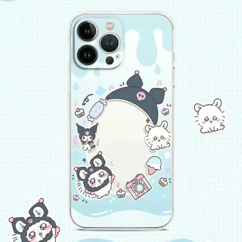 ちいかわうさぎ ハチワレミラー付きiPhoneケース（チェーン付き）ソフトカバー