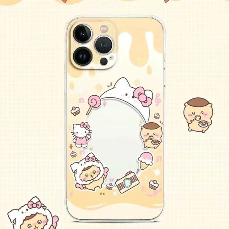 ちいかわうさぎ ハチワレミラー付きiPhoneケース（チェーン付き）ソフトカバー