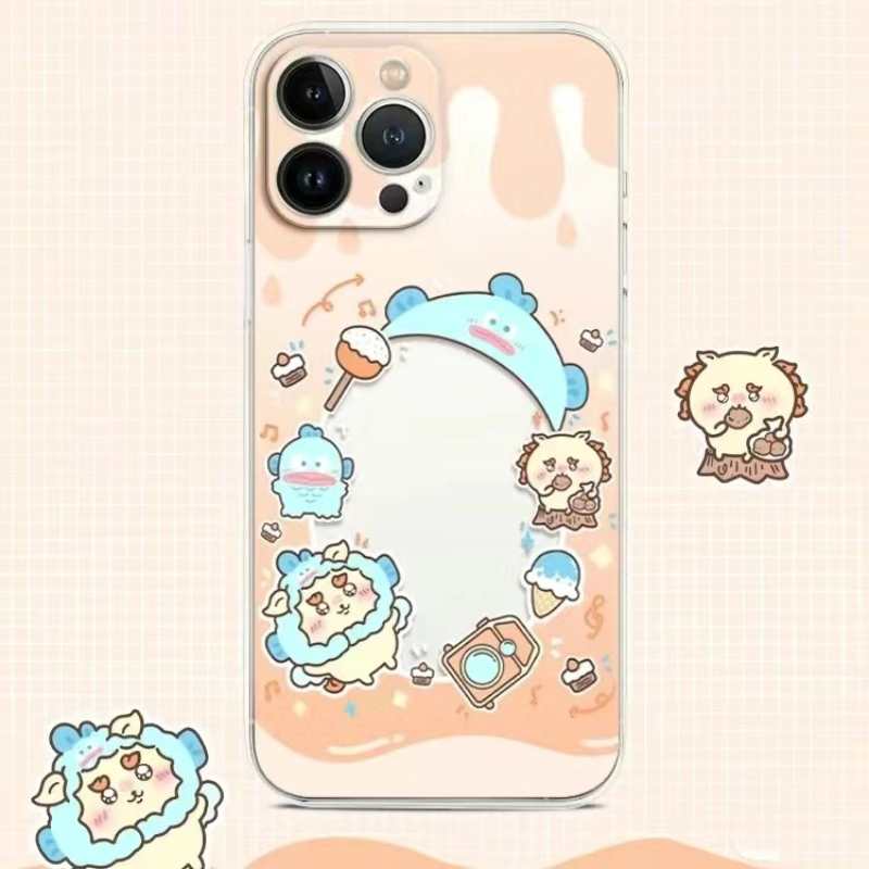 ちいかわうさぎ ハチワレミラー付きiPhoneケース（チェーン付き）ソフトカバー