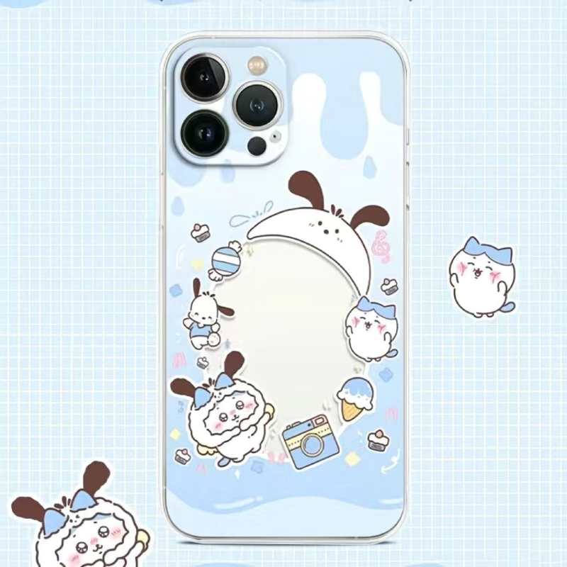 ちいかわうさぎ ハチワレミラー付きiPhoneケース（チェーン付き）ソフトカバー