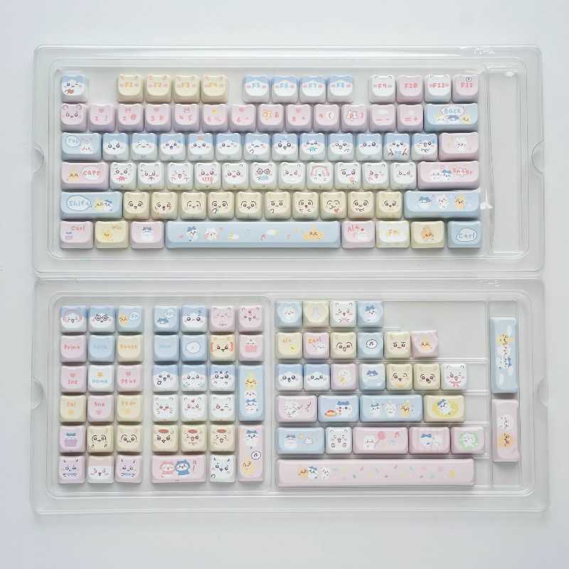 Cute Chiikawa Keycaps - MAO Height PBT Heat Sublimation, Hachiware Usagi Design