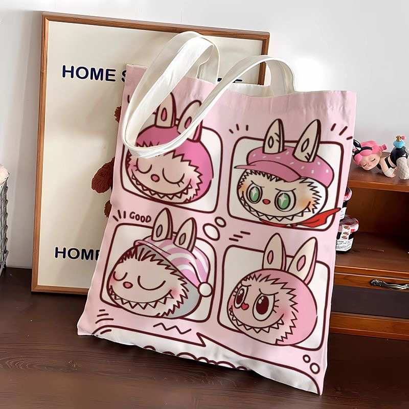 Labubu Canvas Tote Bag | Single-piece Shopping Handbag