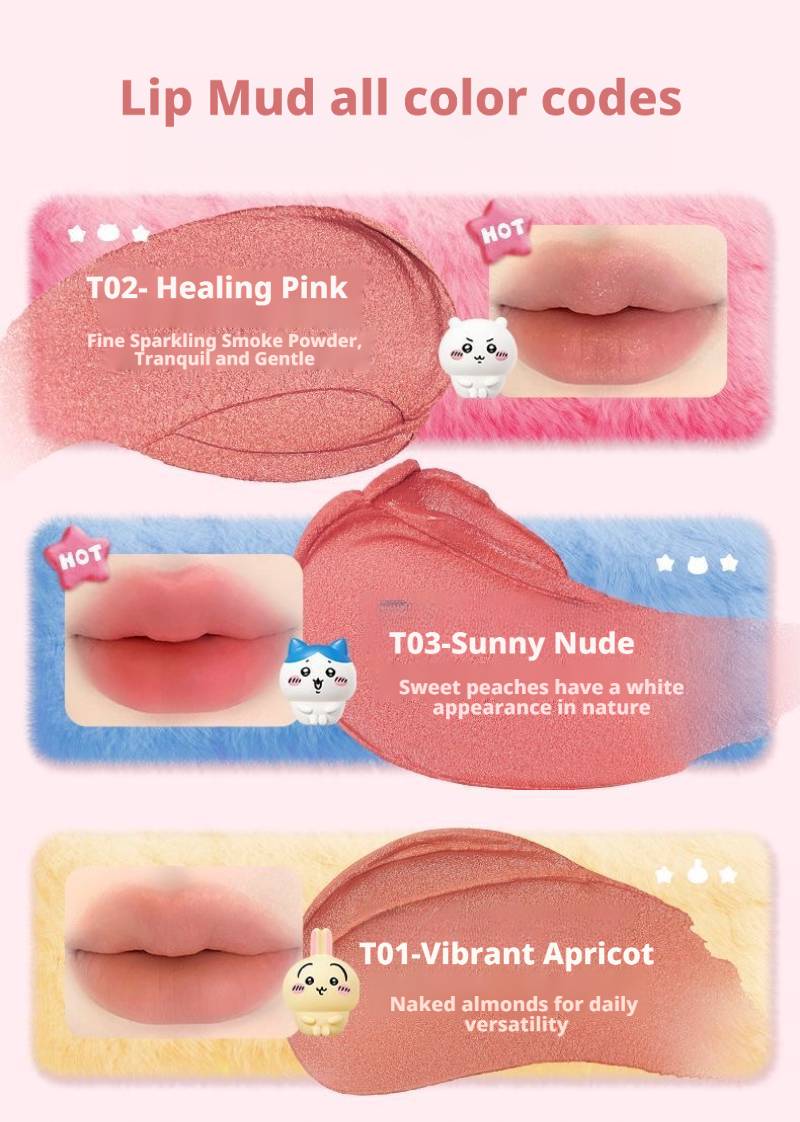 【2 PACK | 35% OFF】Pink Bear × Chiikawa Official| Lip Mud+ Lip Gloss Set  – Hydrating, Smoothing & Glossy Finish M