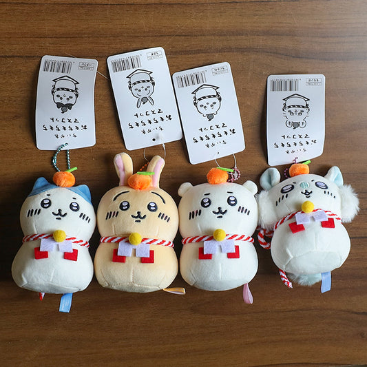 日本郵便限定 ちいかわ鏡餅ぬいぐるみチャーム - うさぎ、ハチワレ、モモンガ